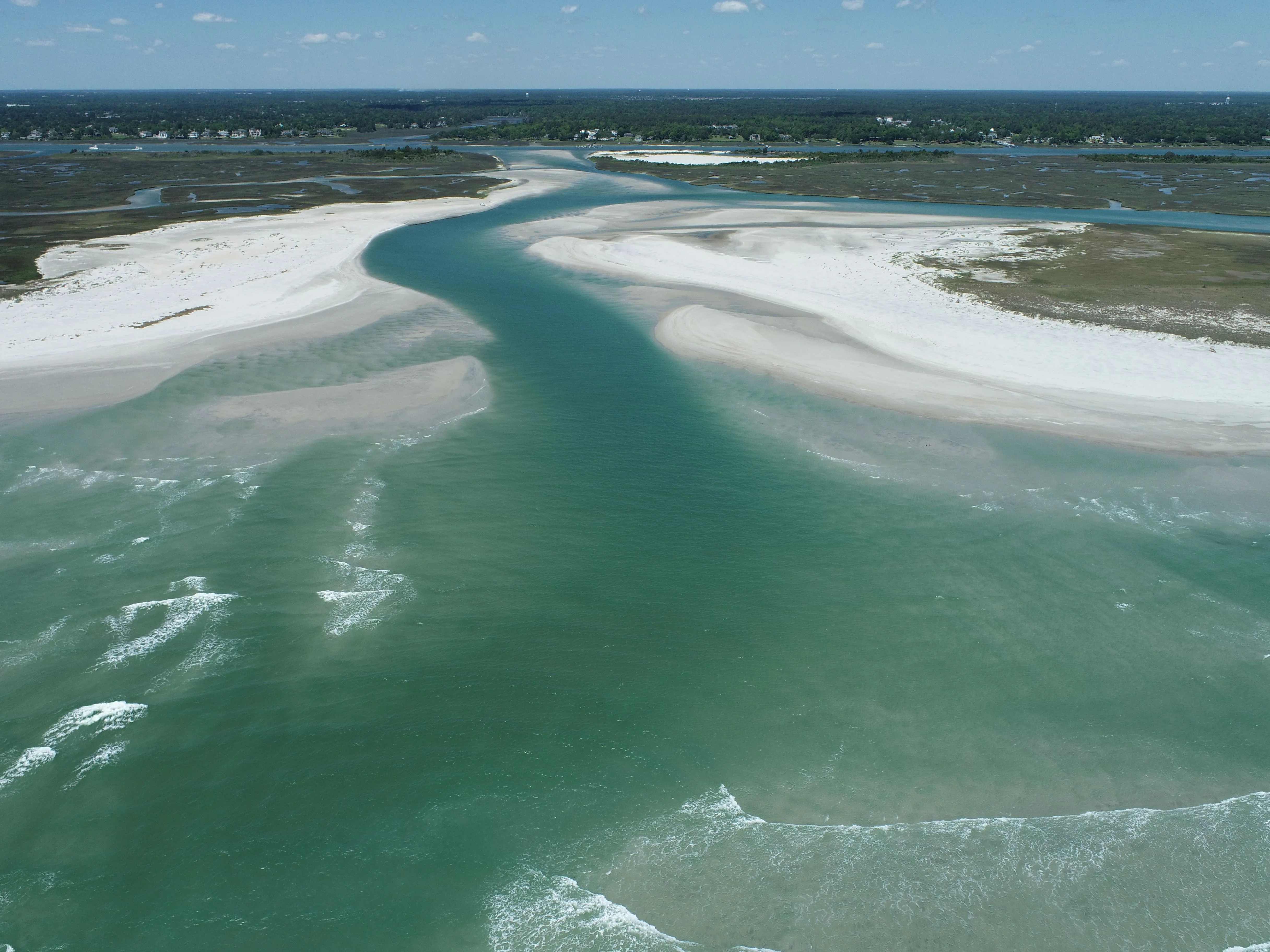 Coastal infrastructure and shoreline viewed from above